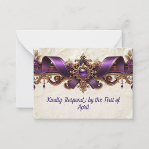 Elegant Purple & Gold RSVP Card