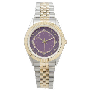 Elegant Purple Gold Vintage Design Watch