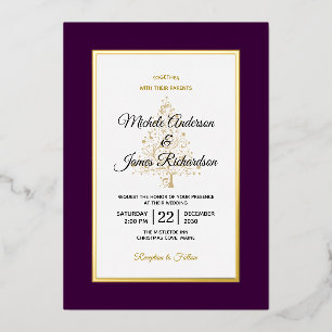 Elegant Purple Gold Winter Holiday Wedding