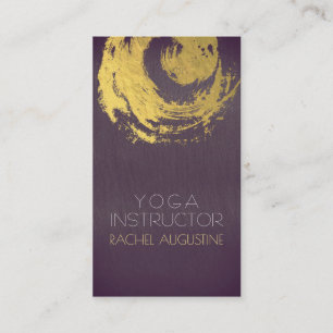 Elegant Purple & Gold YOGA ZEN Symbol Brushstrokes Business Card