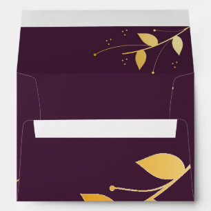 Elegant Purple Golden Leaves Envelope