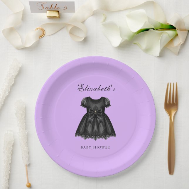 Elegant Purple Gothic Baby Shower Paper Plate (Wedding)
