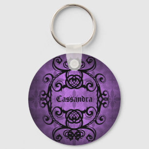 Elegant Purple Gothic design Key Ring