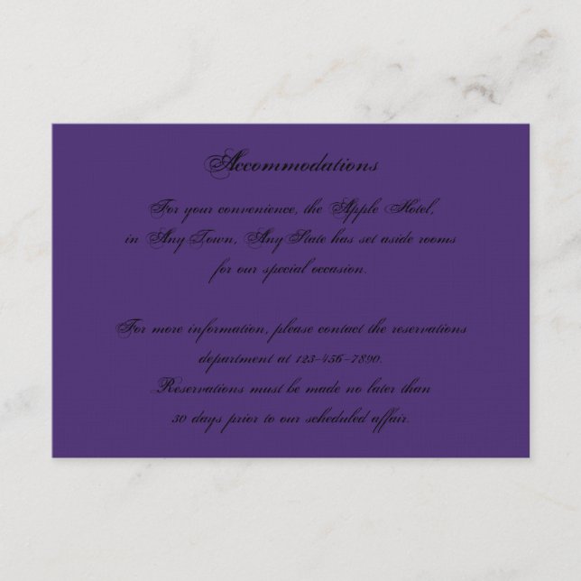 Elegant Purple Gothic Night Posh Wedding Insert (Front)