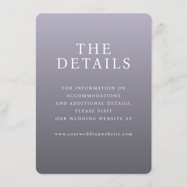 Elegant Purple Gradient Wedding Details Enclosure Card (Front)