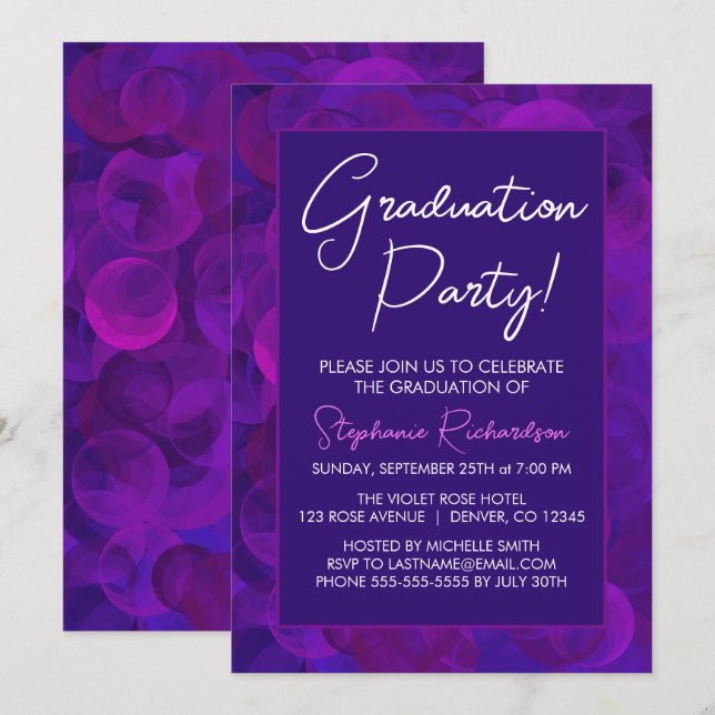 Elegant Purple Graduation Party Invitation (Front/Back)