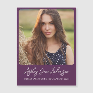 Elegant Purple Graduation Photo Magnetic Card