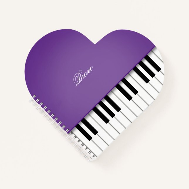 Elegant Purple Grand Piano Music Keyboard Custom Notebook (Front)