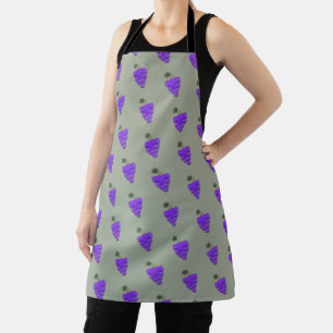 Elegant Purple Grapes Sketch Apron
