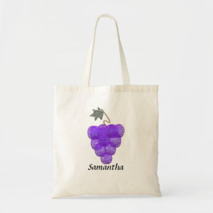 Elegant Purple Grapes Sketch Tote Bag