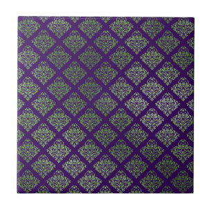 Elegant Purple Green Decor Tile