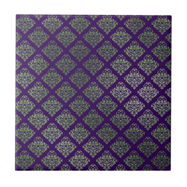 Elegant Purple Green Decor Tile (Front)