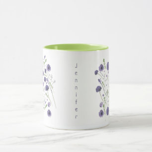 Elegant Purple Green Floral Pattern Mug