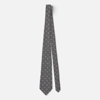 Elegant Purple Green on Dark Grey Floral Pattern Tie