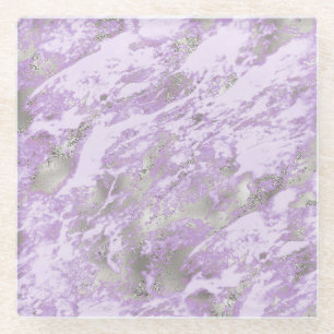 Elegant Purple Grey Abstract Chic Pattern Glass Coaster