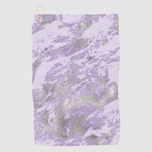 Elegant Purple Grey Abstract Chic Pattern Golf Towel (Front)