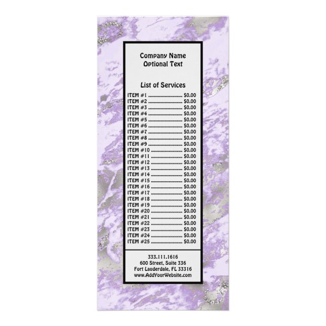 Elegant Purple Grey Abstract Chic Pattern Rack Card (Front)