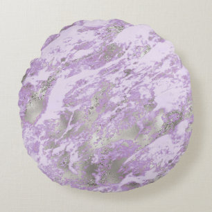 Elegant Purple Grey Abstract Chic Pattern Round Cushion