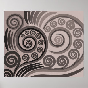 Elegant Purple-Grey Fern-Frond Curls  Poster