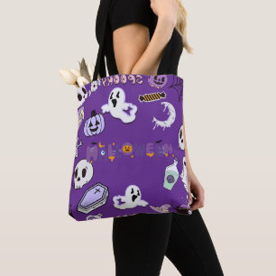 Elegant Purple Halloween Moon, Bats & Spooky Night Tote Bag