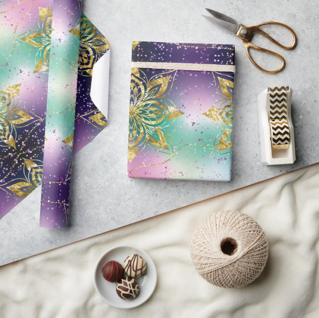 Elegant Purple  holiday Snowflakes  Christmas   Wrapping Paper (Crafts)