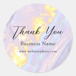 Elegant Purple Holographic Thank You Classic Round Sticker