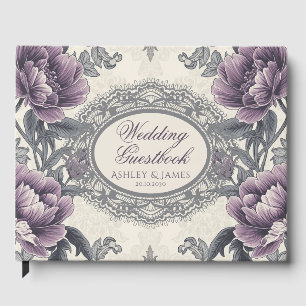 Elegant Purple Hydrangea Floral Wedding Guestbook
