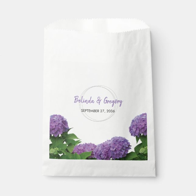 Elegant Purple Hydrangea Wedding  Favour Bags (Front)