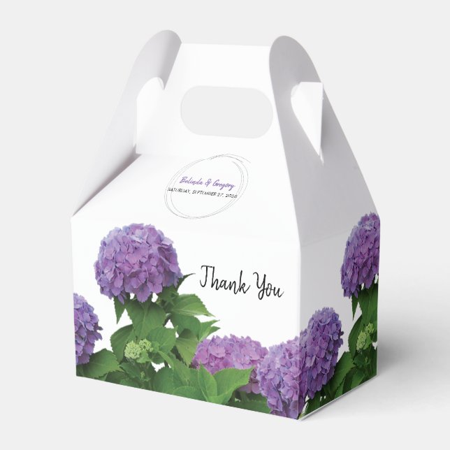 Elegant Purple Hydrangea Wedding Favour Box (Front Side)