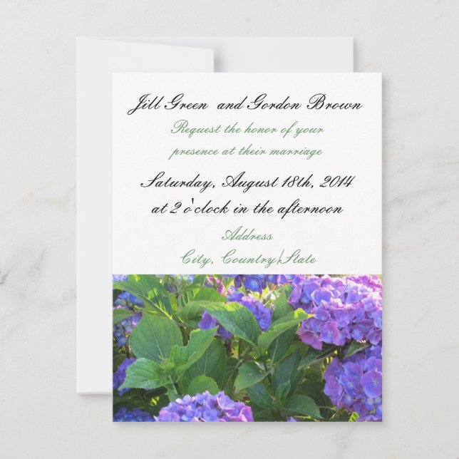 Elegant Purple Hydrangea Wedding Invitation (Front)