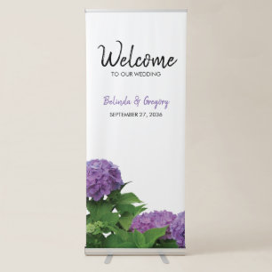 Elegant Purple Hydrangea Wedding Retractable Banner