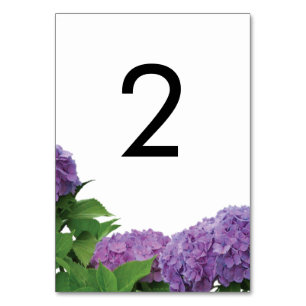 Elegant Purple Hydrangea Wedding Table Number