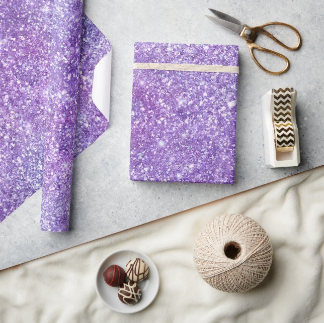 Elegant Purple Iridescent Gradient Glitter Wrapping Paper (Crafts)