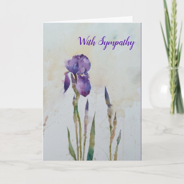 Elegant Purple Iris Sympathy card (Front)