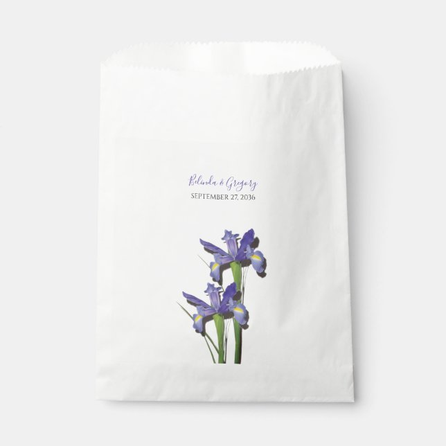 Elegant Purple Iris Wedding Favour Bags (Front)