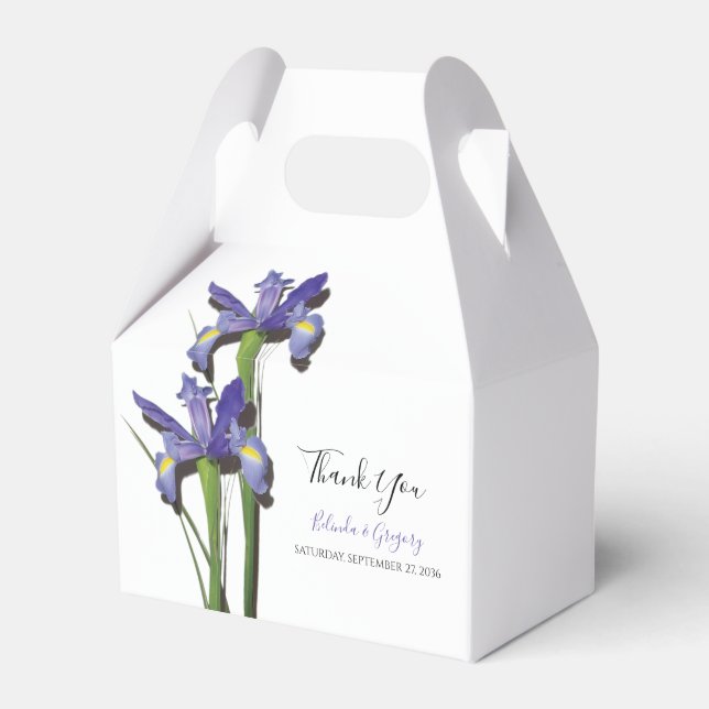 Elegant Purple Iris Wedding Favour Box (Front Side)