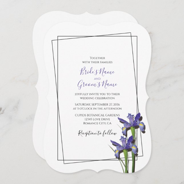 Elegant Purple Iris Wedding Invitations (Front/Back)
