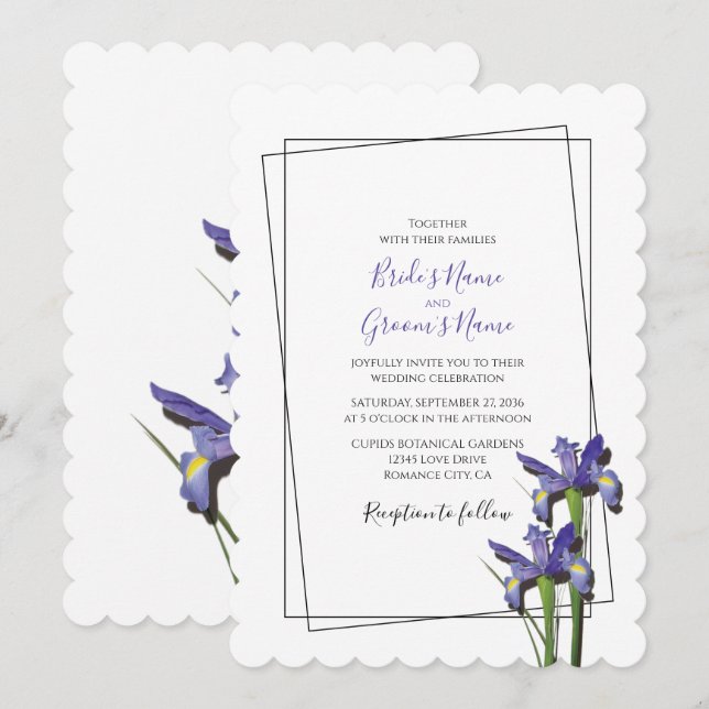 Elegant Purple Iris Wedding Invitations (Front/Back)