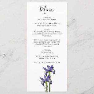 Elegant Purple Iris Wedding Menu