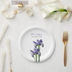 Elegant Purple Iris Wedding  Paper Plate