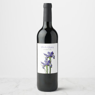 Elegant Purple Iris Wedding Wine Label