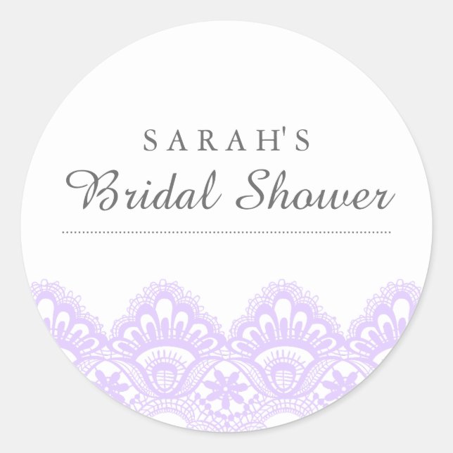 Elegant Purple Lace Bridal Shower Sticker (Front)