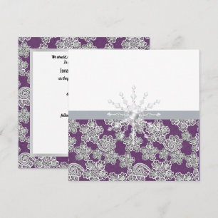 Elegant Purple Lace Wedding Invitation