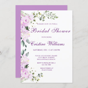 Elegant Purple Lavander Flowers Bridal Shower  Invitation