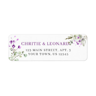 Elegant Purple Lavander Flowers Modern Label