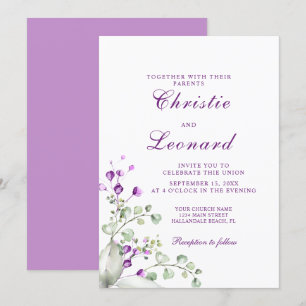 Elegant Purple Lavander Flowers Wedding Invitation