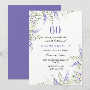 Elegant Purple Lavender 60th Birthday Invite