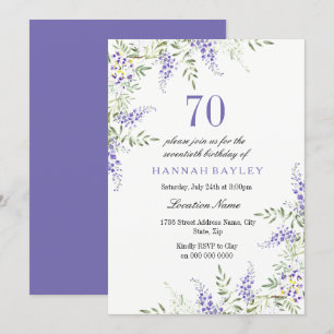Elegant Purple Lavender 70th Birthday Invite