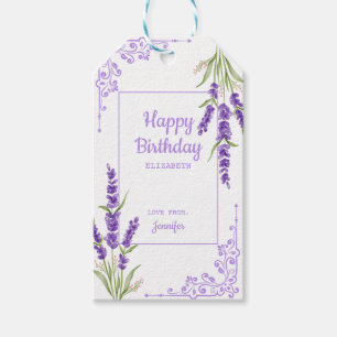 Elegant Purple Lavender Antique Frame Birthday Gift Tags