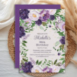 Elegant Purple Lavender Floral 90th Birthday Invitation<br><div class="desc">Pretty purple and lavender peonies/watercolor floral 90th  birthday party invitation.  Contact me for help with customisation or to request matching or coordinating Zazzle products.</div>